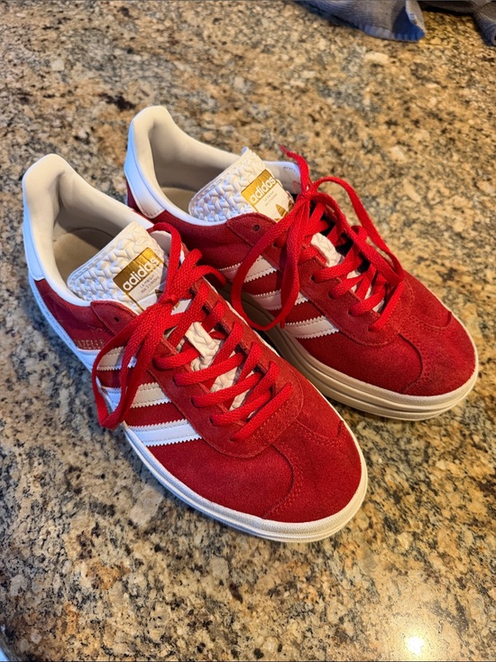 adidas Shoes - adidas Red and White Women's Suede Sneakers